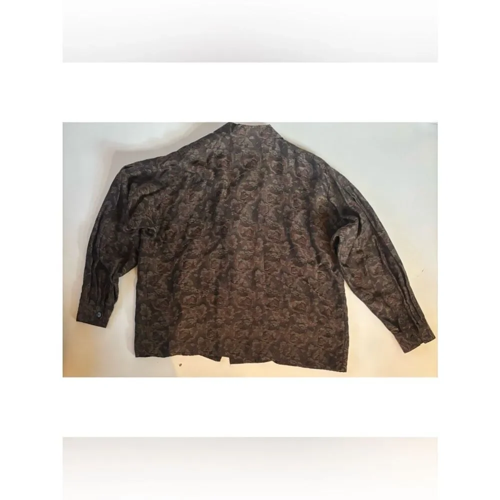 Vintage 70’s Dior Oversized Floral Blazer in Jacquard Brown Size 10